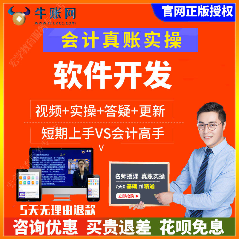 牛账网软件开发行业做账真账实训实操学老会计手把手教实务教程课