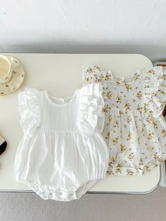 泳衣 纯棉碎花包屁衣新生儿公主连体衣女宝宝薄款 韩版 婴儿衣服夏装