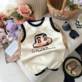 可爱卡通连体衣舒适 2026婴童儿童泳衣米杏色印花背心薄款 夏季 新品