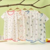 睡衣家居服宝宝春秋防踢睡袍男女 儿童短袖 小童连体衣睡裙夏季 薄款