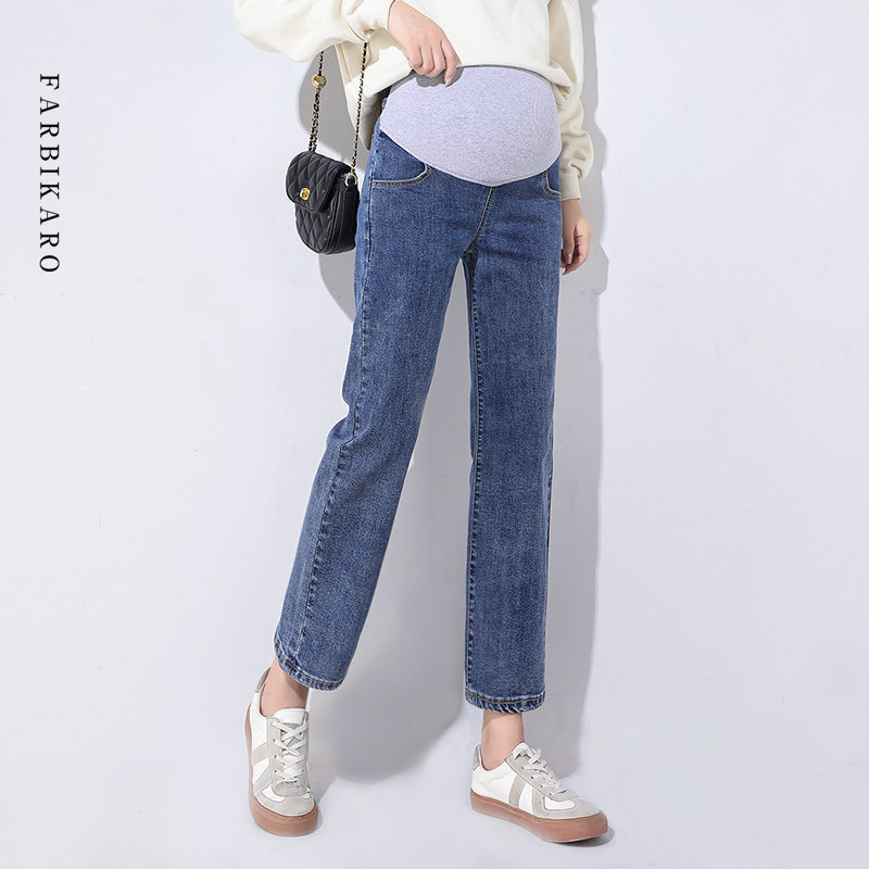 孕妇牛仔裤春夏九分外穿潮妈春装大码小个子托腹宽松直筒裤夏季女