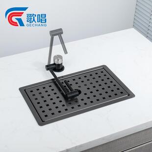 歌唱水槽中岛台吧台迷你小单槽茶水间喝水浅水池餐边柜细长窄黑色