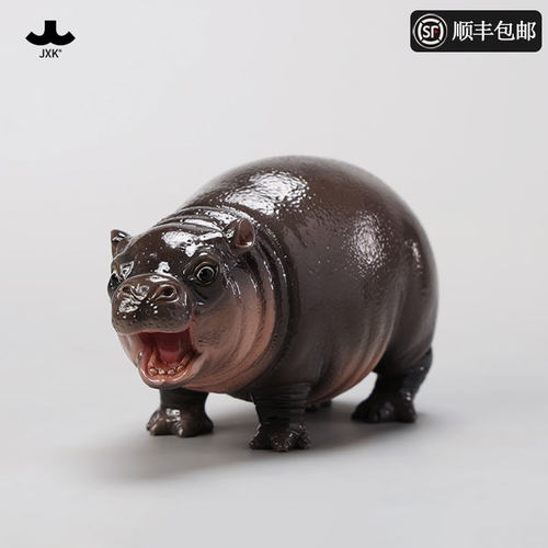 河马幼崽宝宝弹跳猪肉丸子仿真