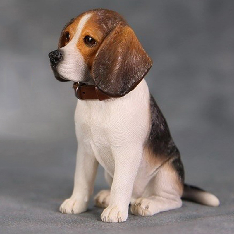 mrz现货比格幼犬可爱狗狗仿真动物模型家居车内饰品摆件手办模玩