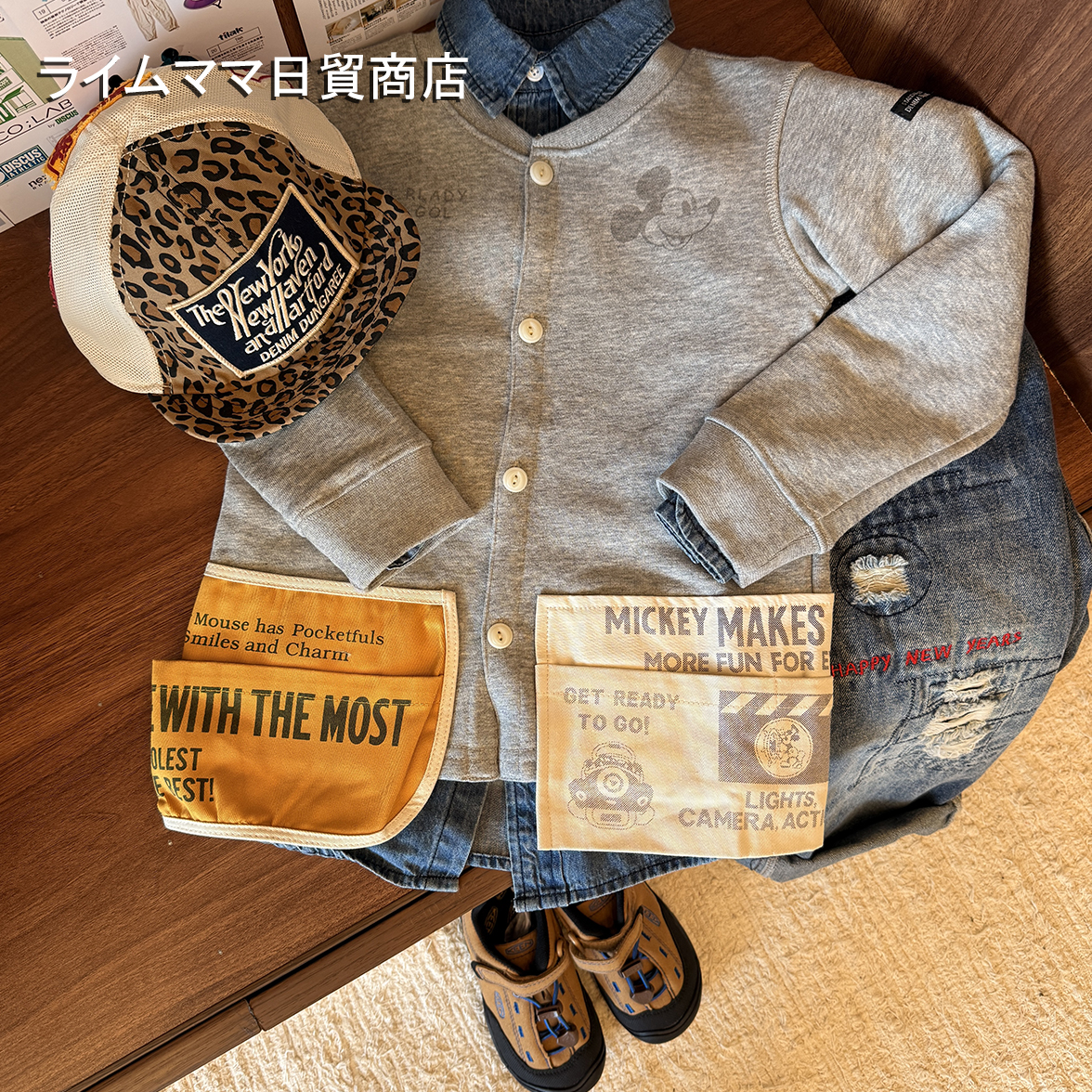 日系DD童装儿童开衫毛圈米奇卡通