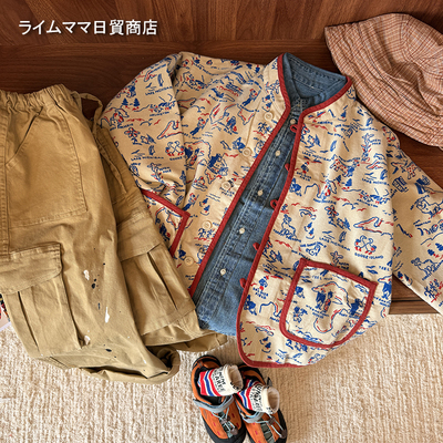 小众风盘扣涂鸦外套潮牌日系开衫