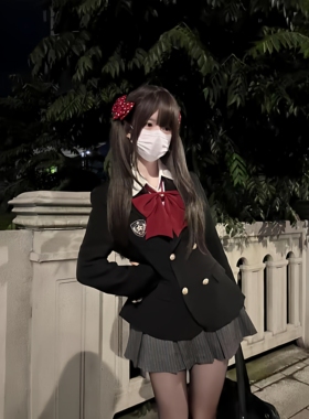 jk制服上衣学院风西装外套送徽章秋冬校供学生小个子黑色西服上衣