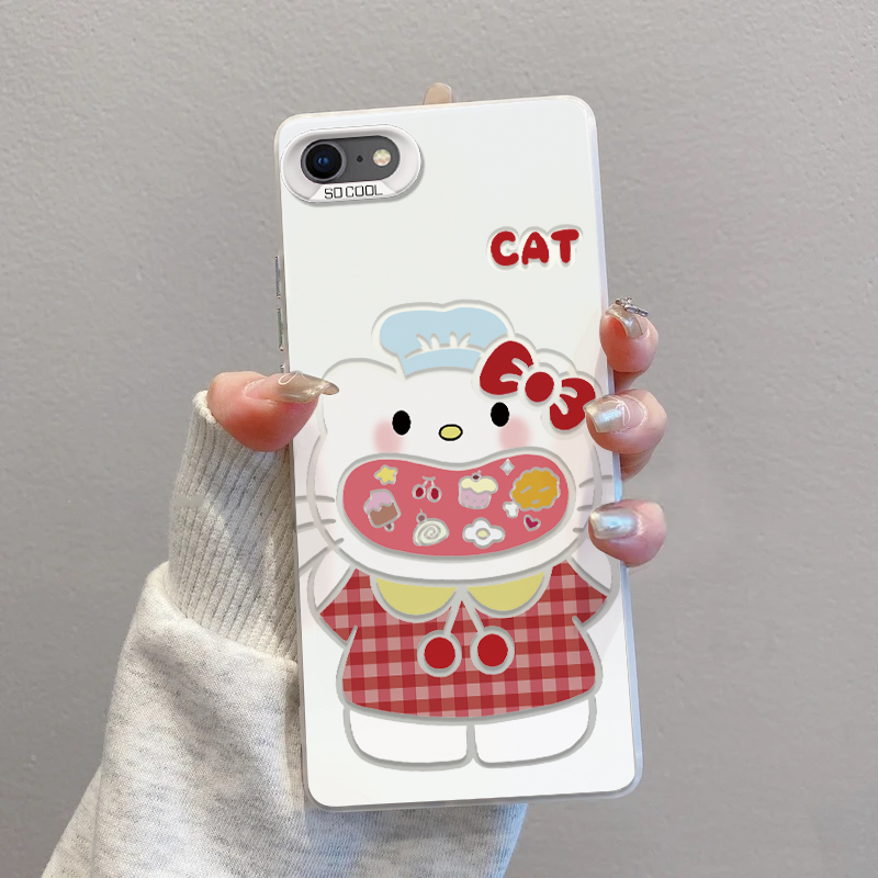 苹果8格子衣KT大口磨砂彩银