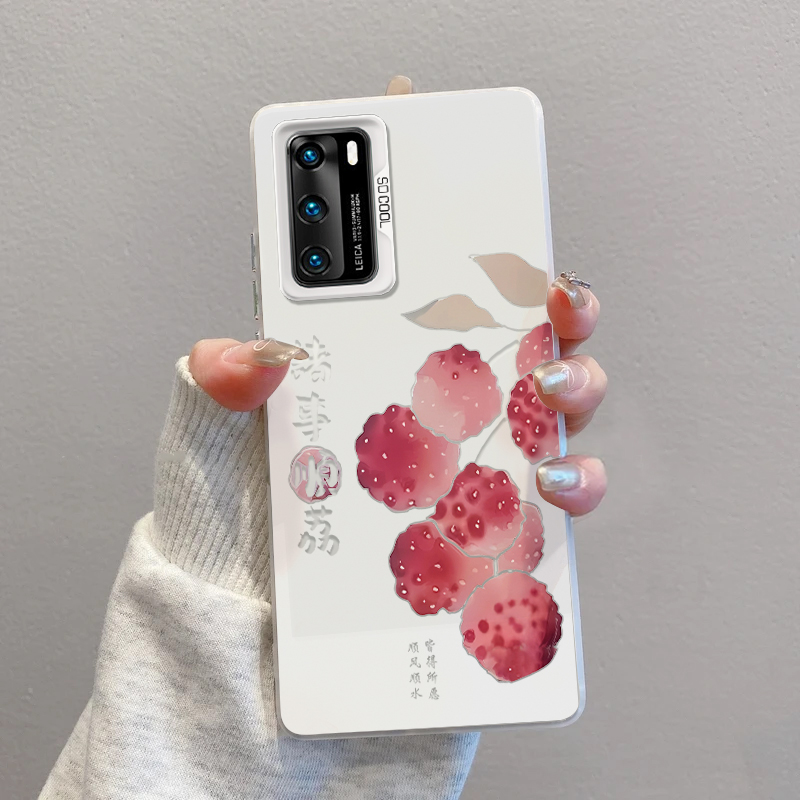 华为p40手机壳磨砂彩银诸事顺荔