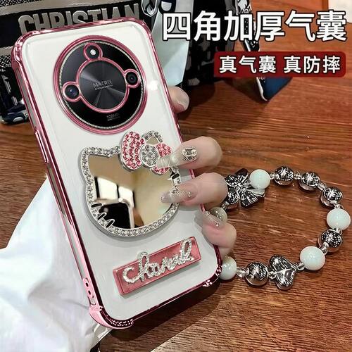 荣耀X50手机壳粉色KT猫镜子