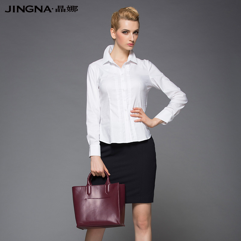 晶娜品牌女装年白色长袖CN61429J