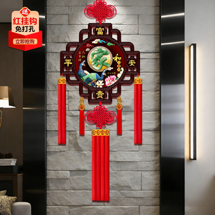 彩莹新款中国结仿玉桃木对联福字挂件客厅福字电视墙装饰乔迁过年