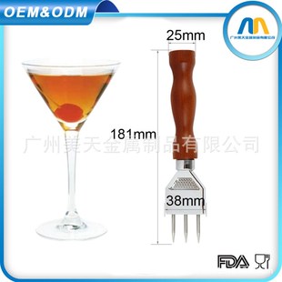 不锈钢日式圆木手柄三叉冰锥icepicks碎冰器凿冰器