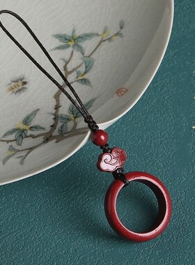 朱砂指环扣防丢小挂饰绳耐用国潮手机链挂件男女吊坠U盘短款