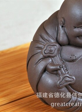 供应陶瓷紫砂茶宠,工艺品紫砂,紫砂如意弥勒