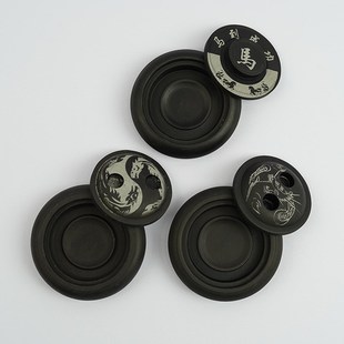 四寸墨海罗纹砚台学生书法培训练习圆形带盖墨池八寸歙砚