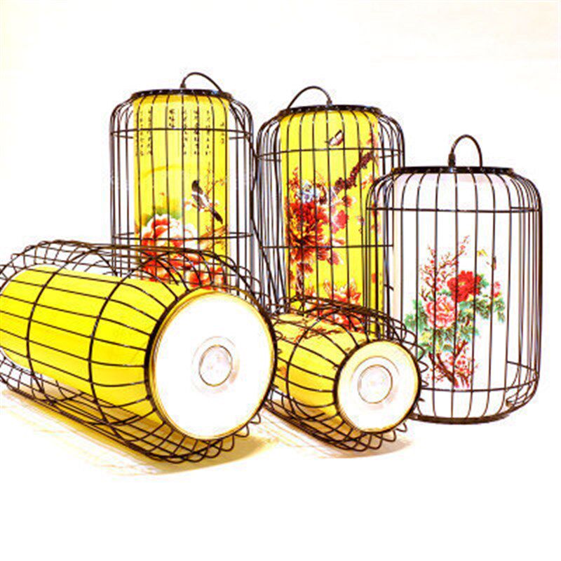 新中式铁艺鸟笼灯创意茶楼酒店火锅店餐厅古羊皮灯笼工程吊灯具
