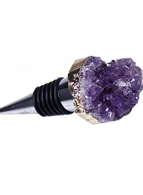 天然紫水晶簇水晶酒瓶塞红酒保鲜盖葡萄酒密封塞创意水晶原石
