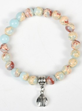 热卖 天然蛇皮石石串珠手链 帝皇石生命树海星吊坠手链