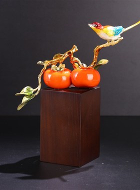 珐琅彩新中式柿柿摆件电视柜创意客厅玄关家居装饰乔迁新居礼物