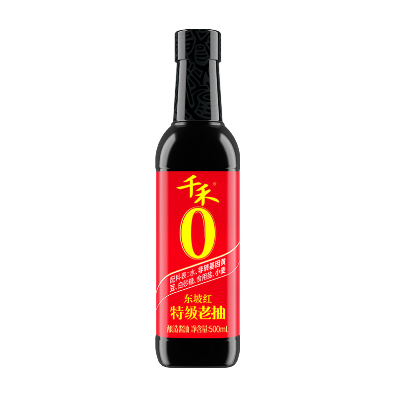 千禾0 东坡红500ml/瓶酿造酱油红烧上色家用厨房头道特级老抽调味