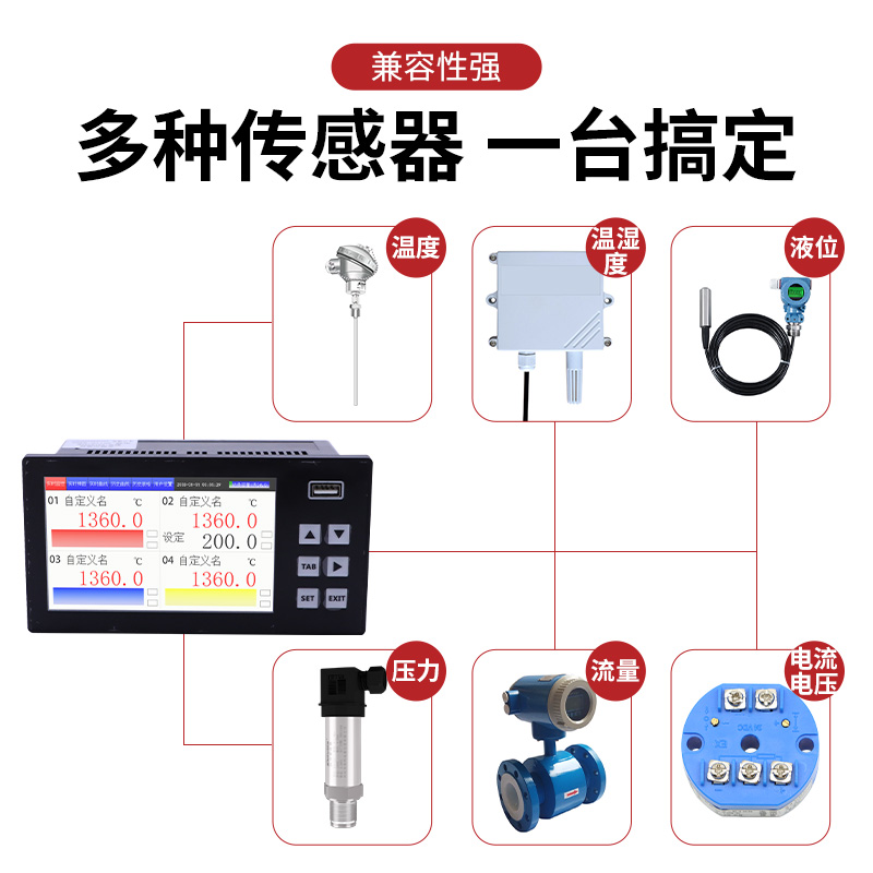 无纸记录仪支持多通道支持K型热电偶PT100温度曲线数据巡检仪表