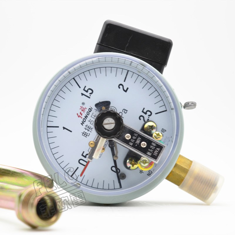 红旗电接点压力表YX-100 1.6级0-1.6/1/2.5mpa/触点ZX-100真空