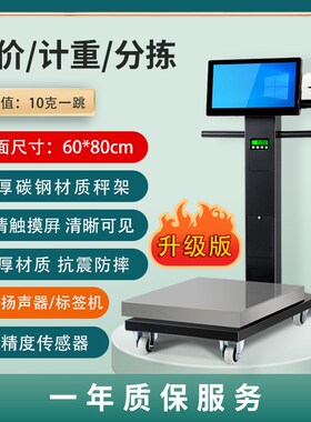 AI智能识别地磅秤称重收银All生鲜触控屏幕落地秤农贸配送分拣秤