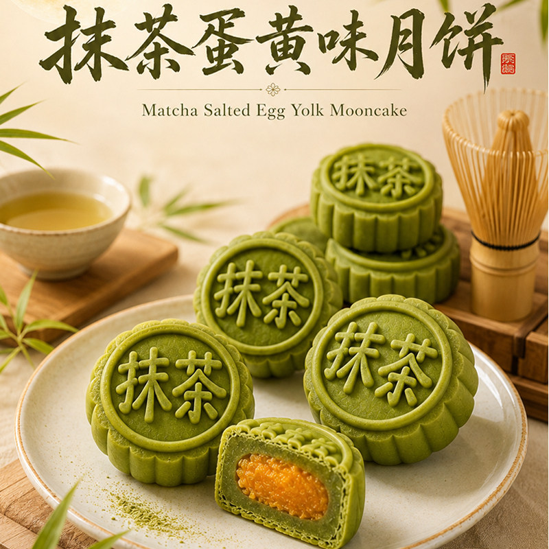 千丝抹茶蛋黄月饼广式整箱散装2026年中秋送礼团购批发