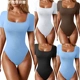 neckline dress tight Square one piece 方领短袖 紧身连体衣
