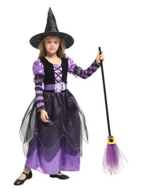 Halloween Children's Witch Princess Costume with Hat演出服