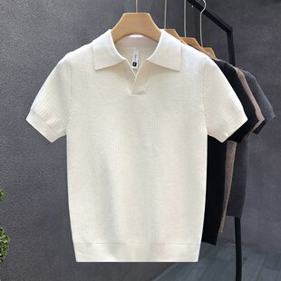 Lyocell Knit Tee Men Slim Fit 剪刀领针织短袖T恤男