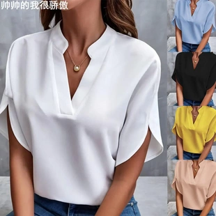 New-style V-neck blouse 女套头 新款V领衬衫女套头衬衣