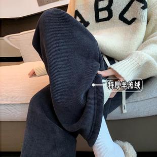 Gray knit wide-leg pants high-waisted pants for women拖地裤