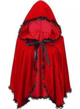 Red Wine Red Halloween Cloak Short Cloak红色酒红色披风短款