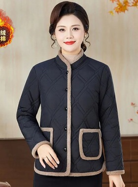 Mother's winter pure color coat妈妈冬季加绒棉衣纯色外套棉袄