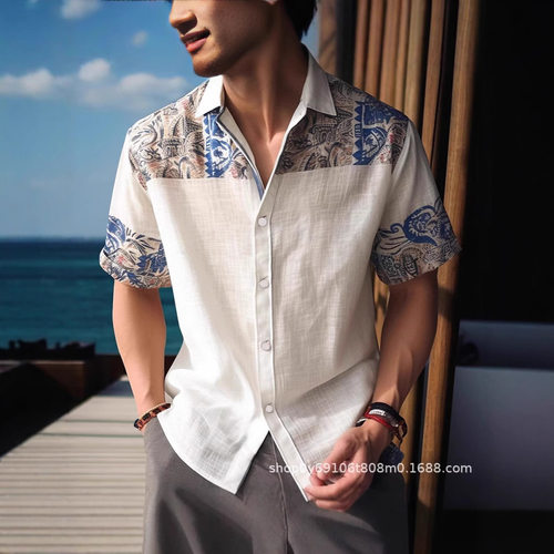 Eagleprintshortshirt鹰图印花