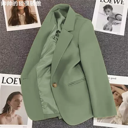 Green Blazer for Women 绿色西装外套女小西服