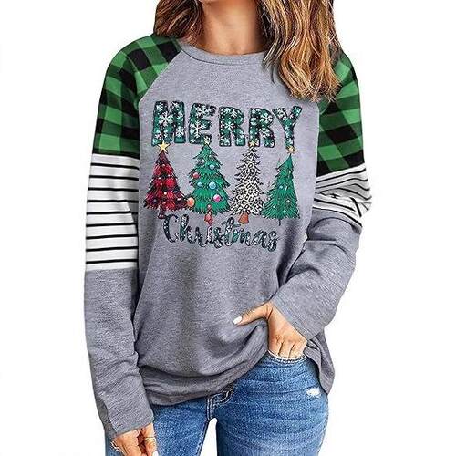 Women's Merry Christmas Shirt T-shirt Top圣诞快乐T 恤上衣