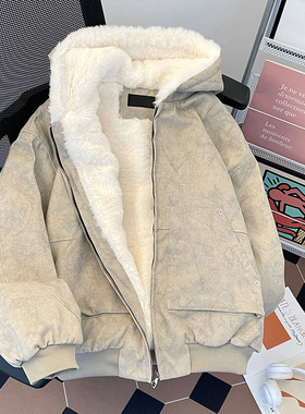 Winter fleece and thickened hooded cotton jacket冬季连帽棉衣