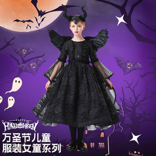Halloween children's costume girls' vampire dress礼服恶魔女