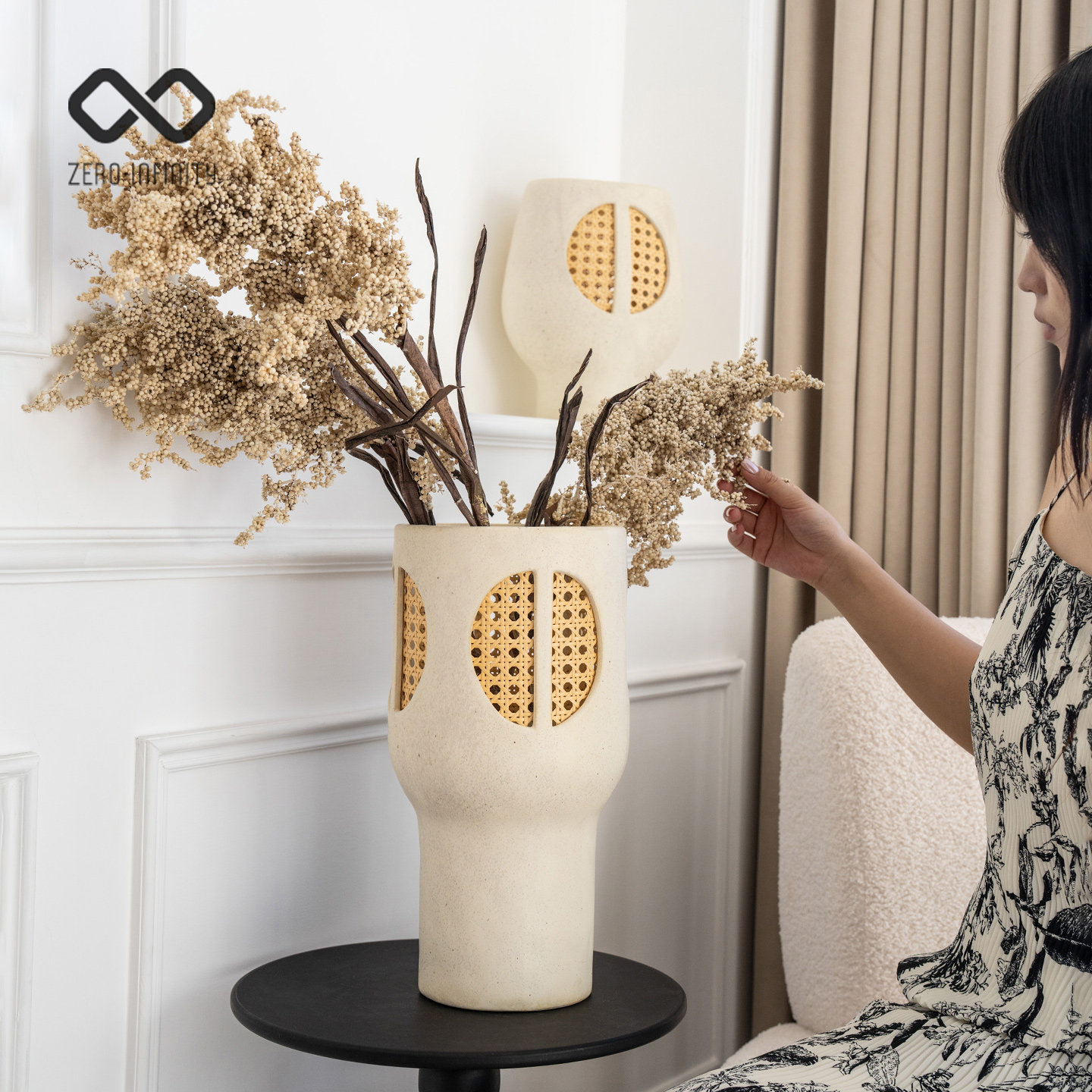 中古风藤编陶瓷花瓶酒店别墅民宿