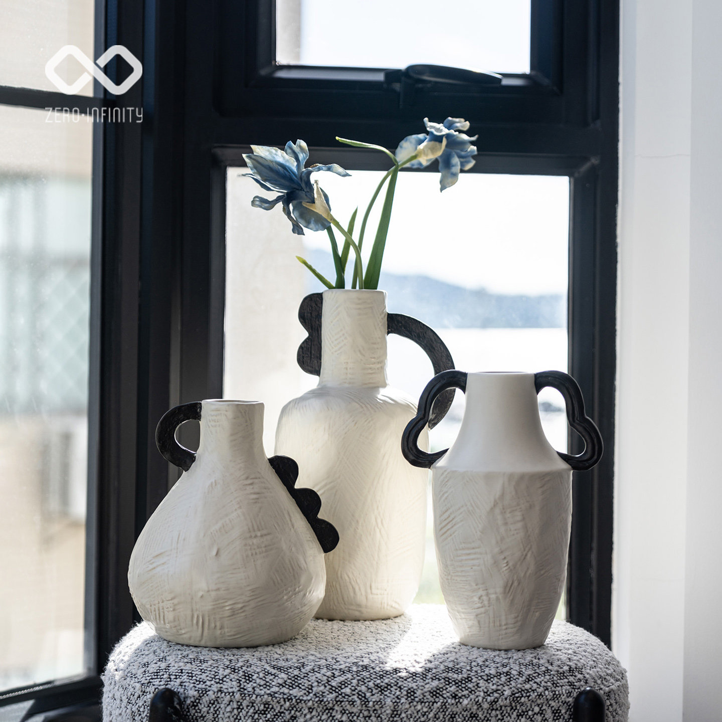 法式中古风黑白花器样板间花瓶