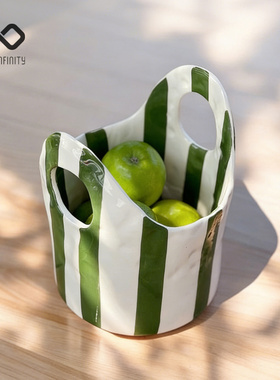 条纹冰桶创意陶瓷装饰摆件样板间