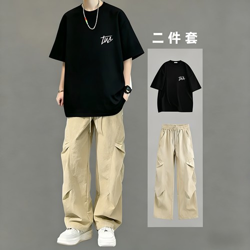 夏季纯棉短袖男士运动套装两件套
