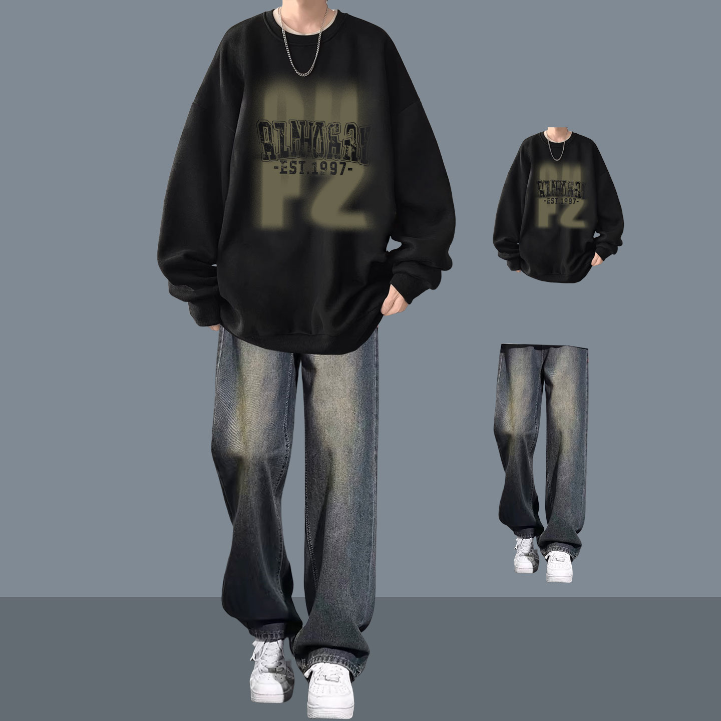 美式潮牌重磅穿搭卫衣套装两件套