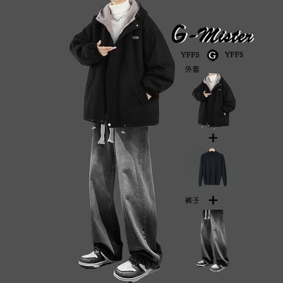 加绒加厚冬季一整套穿搭棉衣套装