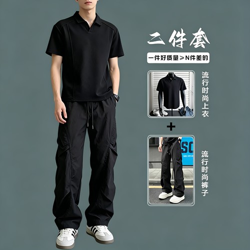 夏季男士正肩短袖polo衫运动套装