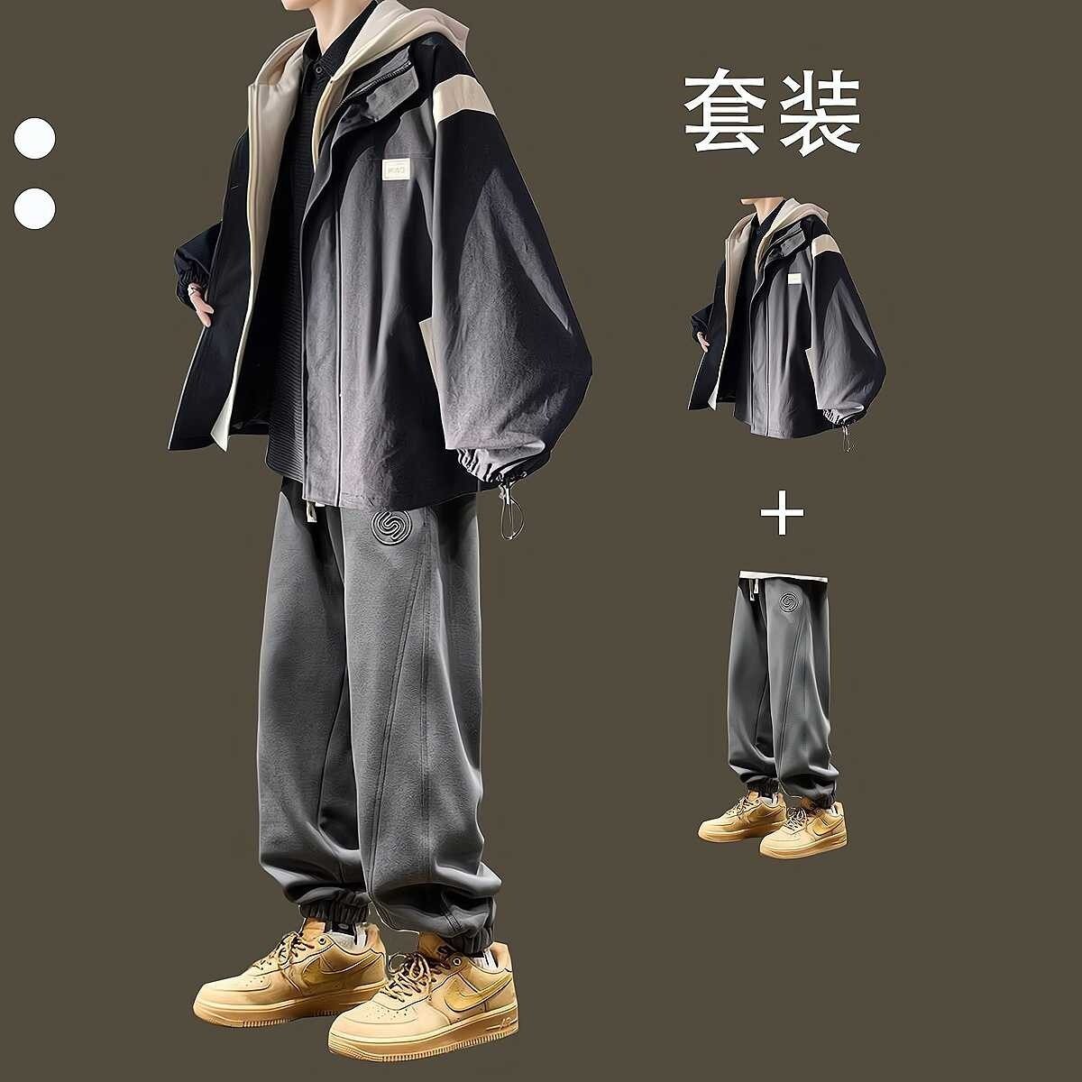 假两件长袖套装两件套春秋季男生