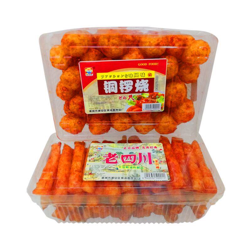 大豆辣条老四川铜锣烧零食辣甜味豆制品小吃300g网红童年经典年货